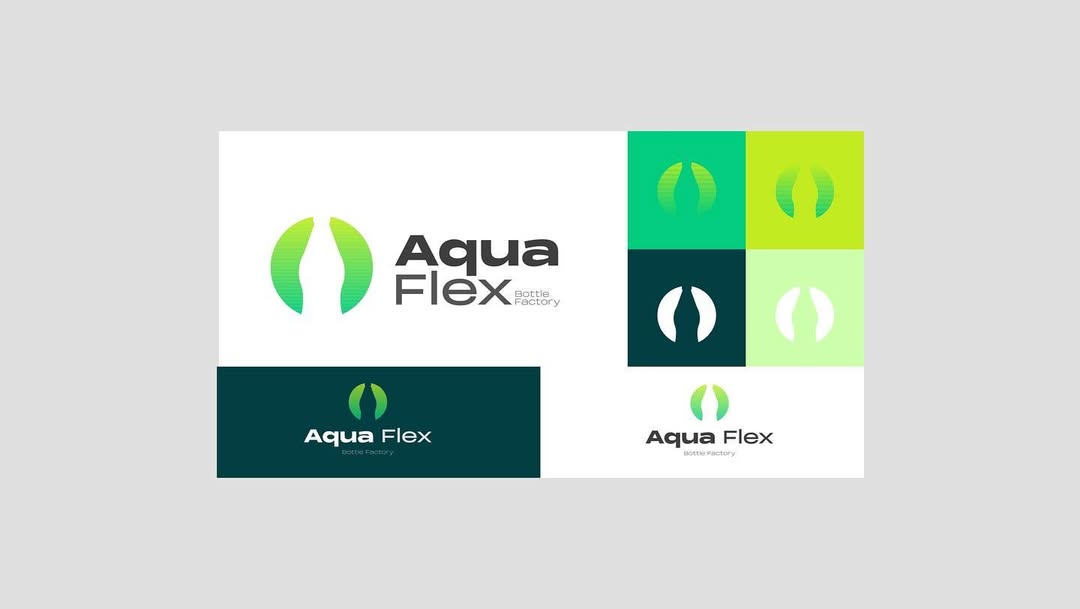 Aqua Flex logo variations across color backgrounds