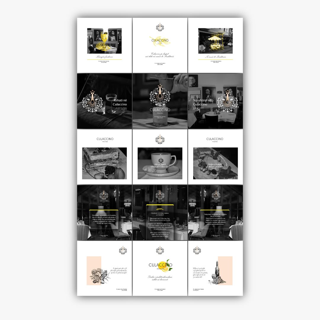 Culaccino social media posts — elegance and gastronomy collection