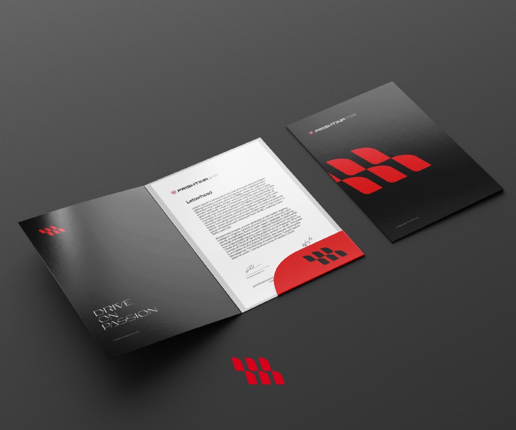 Branded formal shirt — black with logo on racing flag background