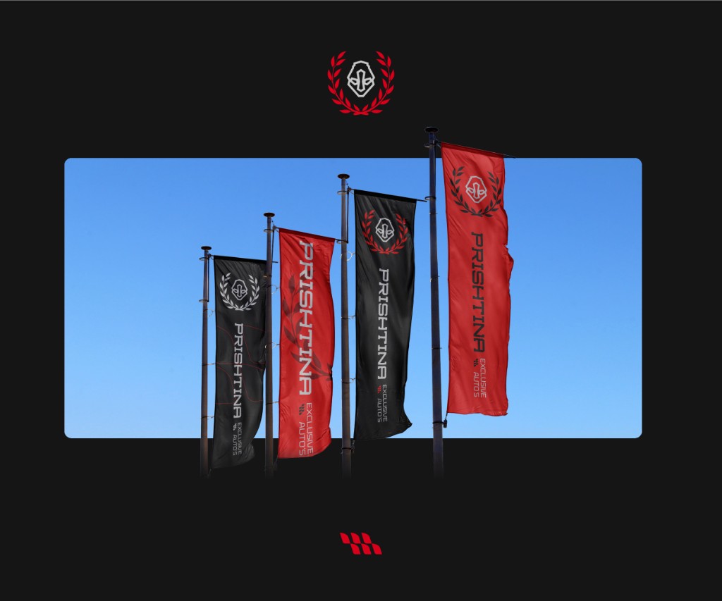 Audi A8 rear with Prishtina Exclusive Auto's license plate and logo